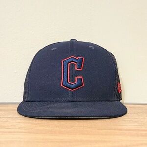 Cleveland Guardians New Era 59Fifty Navy and Red Fitted Official Cap 7 1/4”